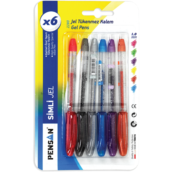 Pensan Tükenmez Kalem Jel Simli 1.0 MM Gümüş 2280