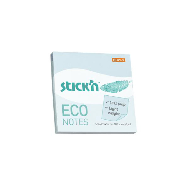 Hopax Stıckn Yapışkanlı not Kağıdı 100 YP 76x76 Eco Notes Pastel Mavi HE21747